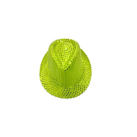 Sombrero lentejuelas amarillo verde neón