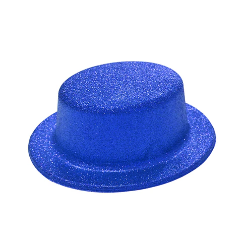 Sombrero plano con glitter azul rey