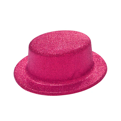 Sombrero plano con glitter fucsia