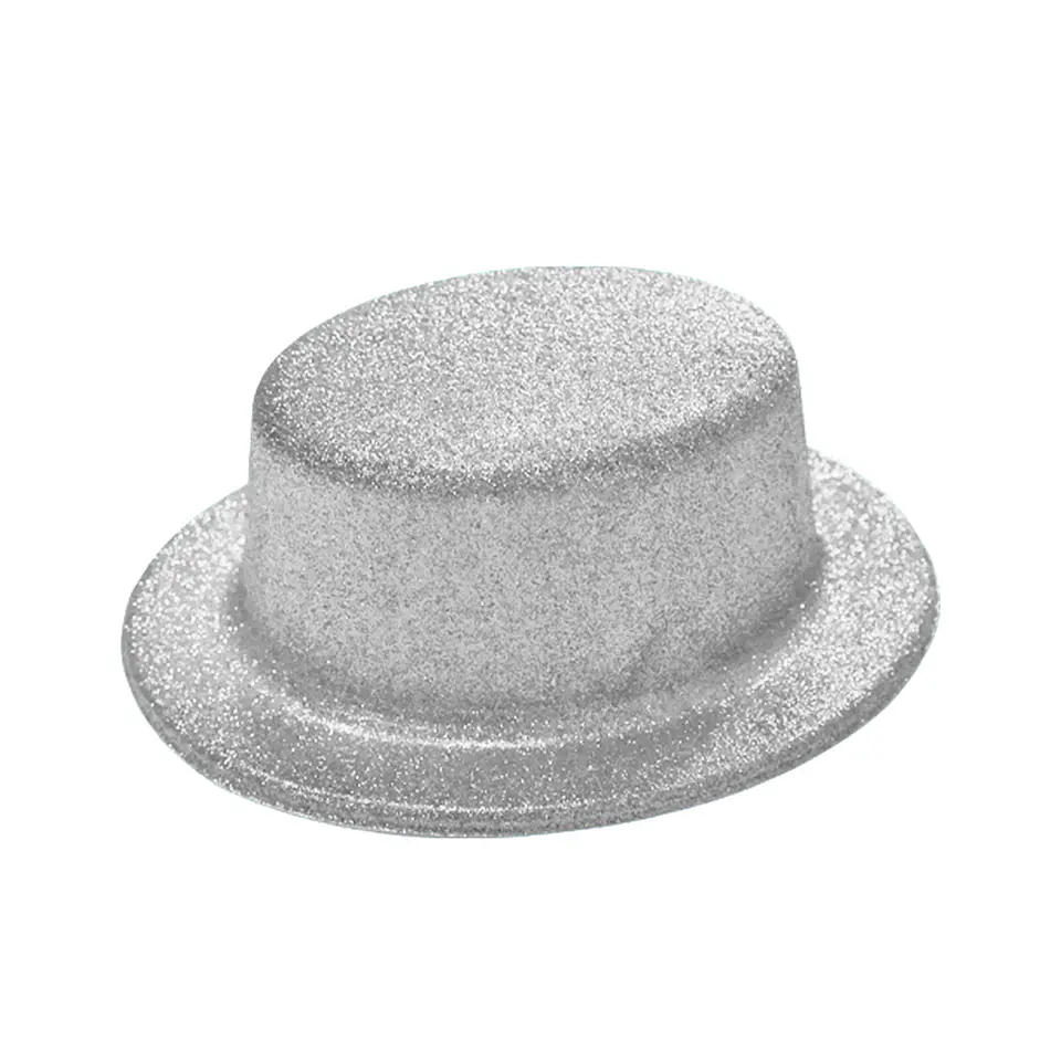 Sombrero plano con glitter plateado 1
