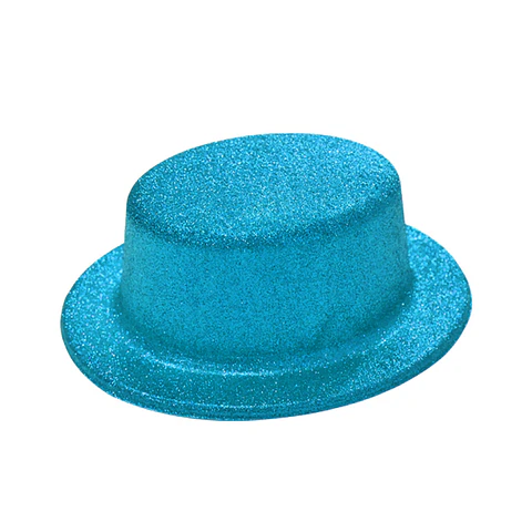 Sombrero plano con glitter azul cielo