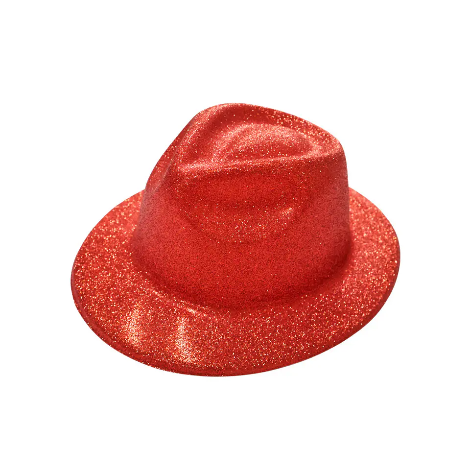 Sombrero vaquero con glitter rojo intenso 1