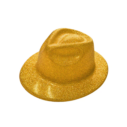 Sombrero vaquero con glitter dorado