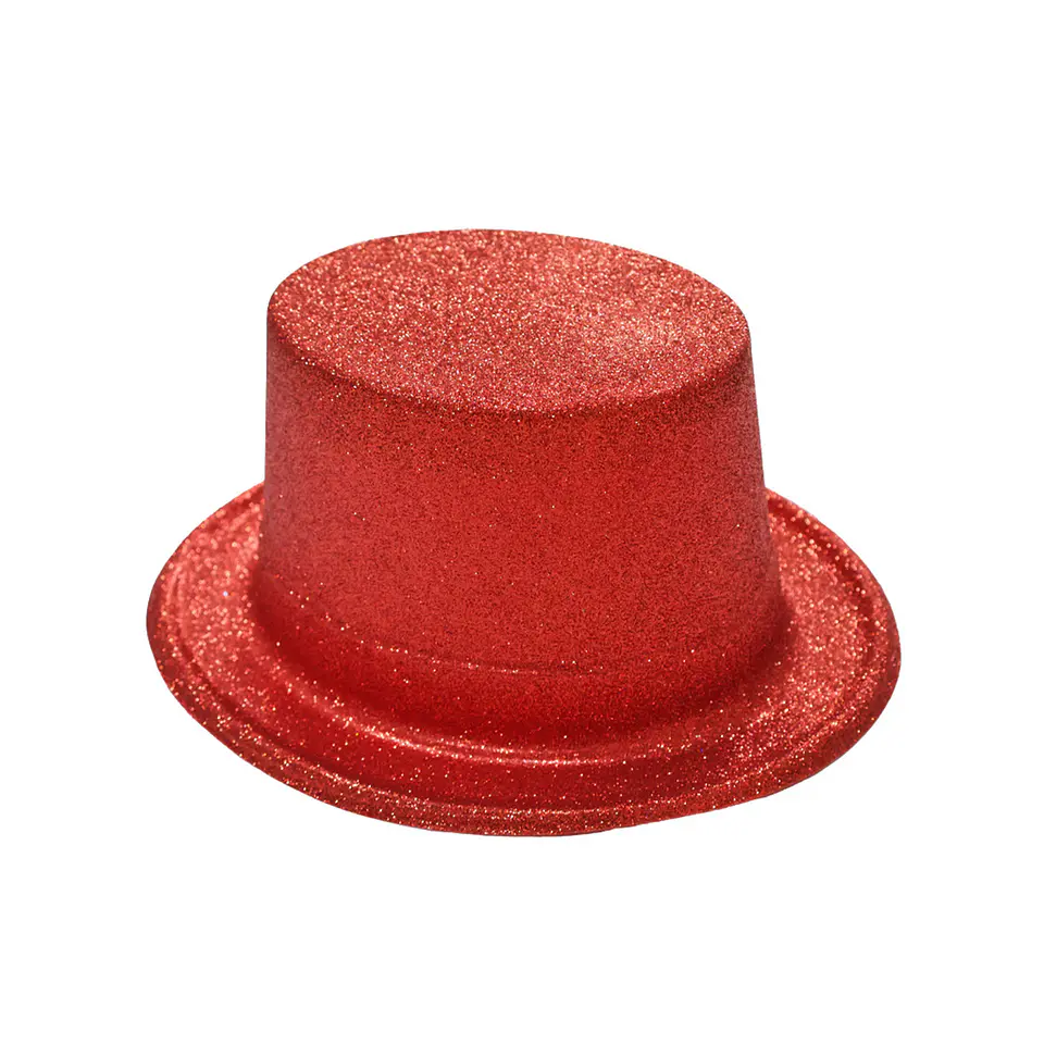 Sombrero alto con glitter rojo intenso 1
