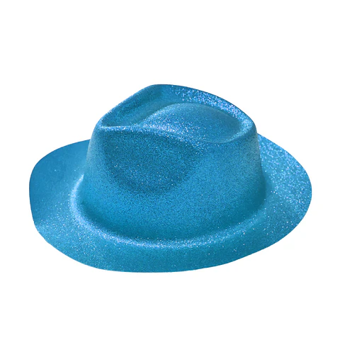 Sombrero elegante con glitter azul celeste