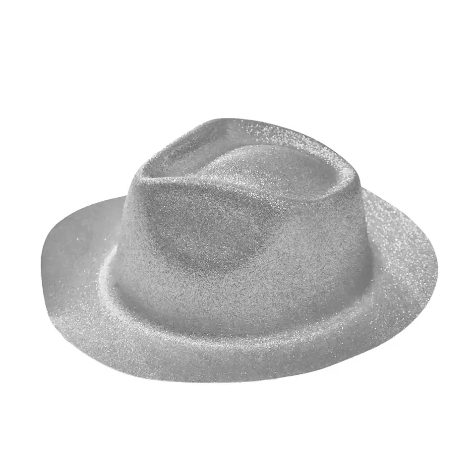 Sombrero elegante con glitter plateado 1