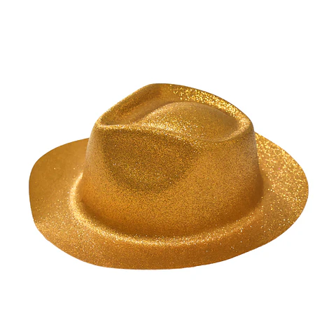 Sombrero elegante con glitter dorado