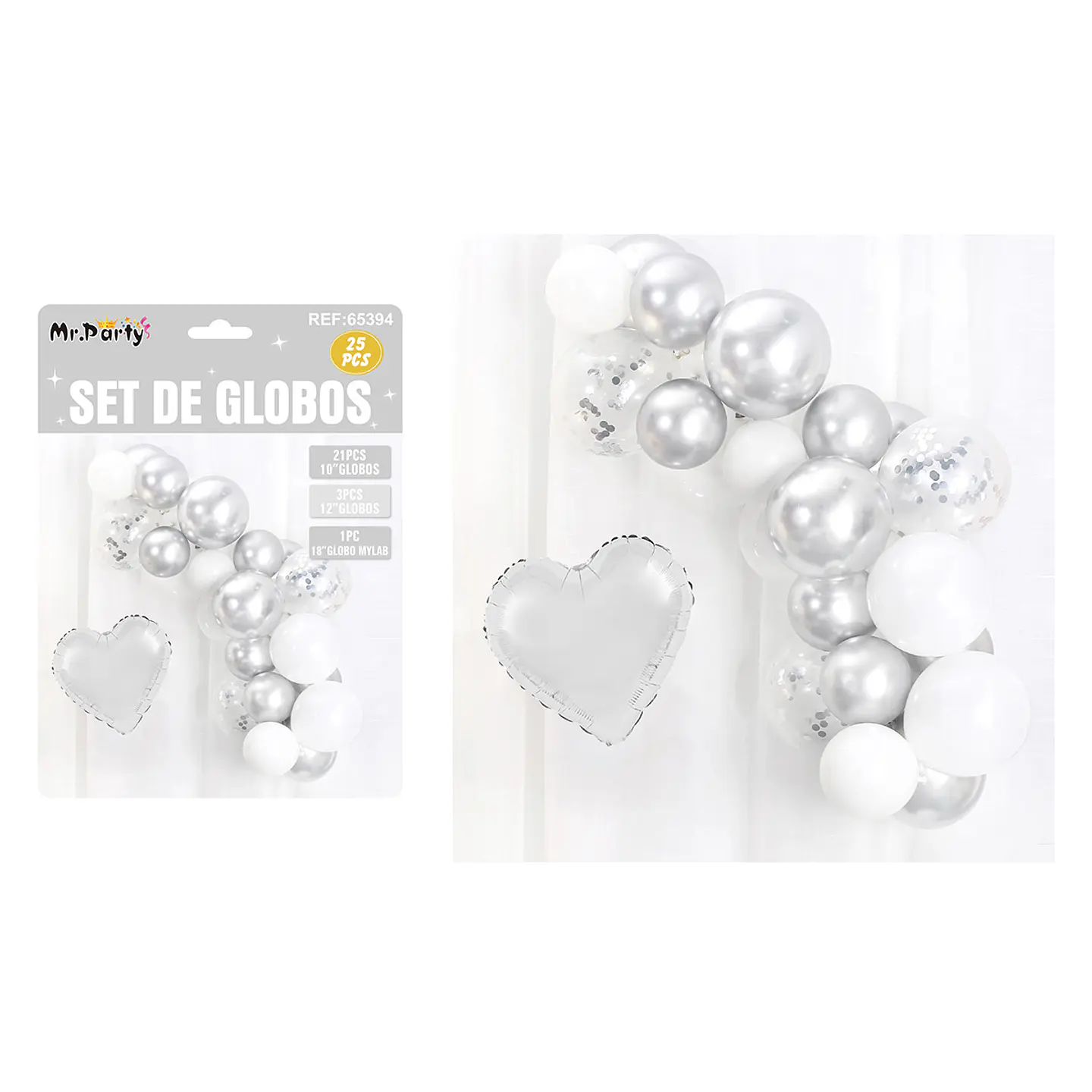 Set de globos látex plateado 25pcs 1