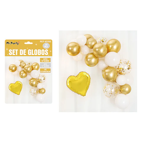 Set de globos látex dorado 28pcs