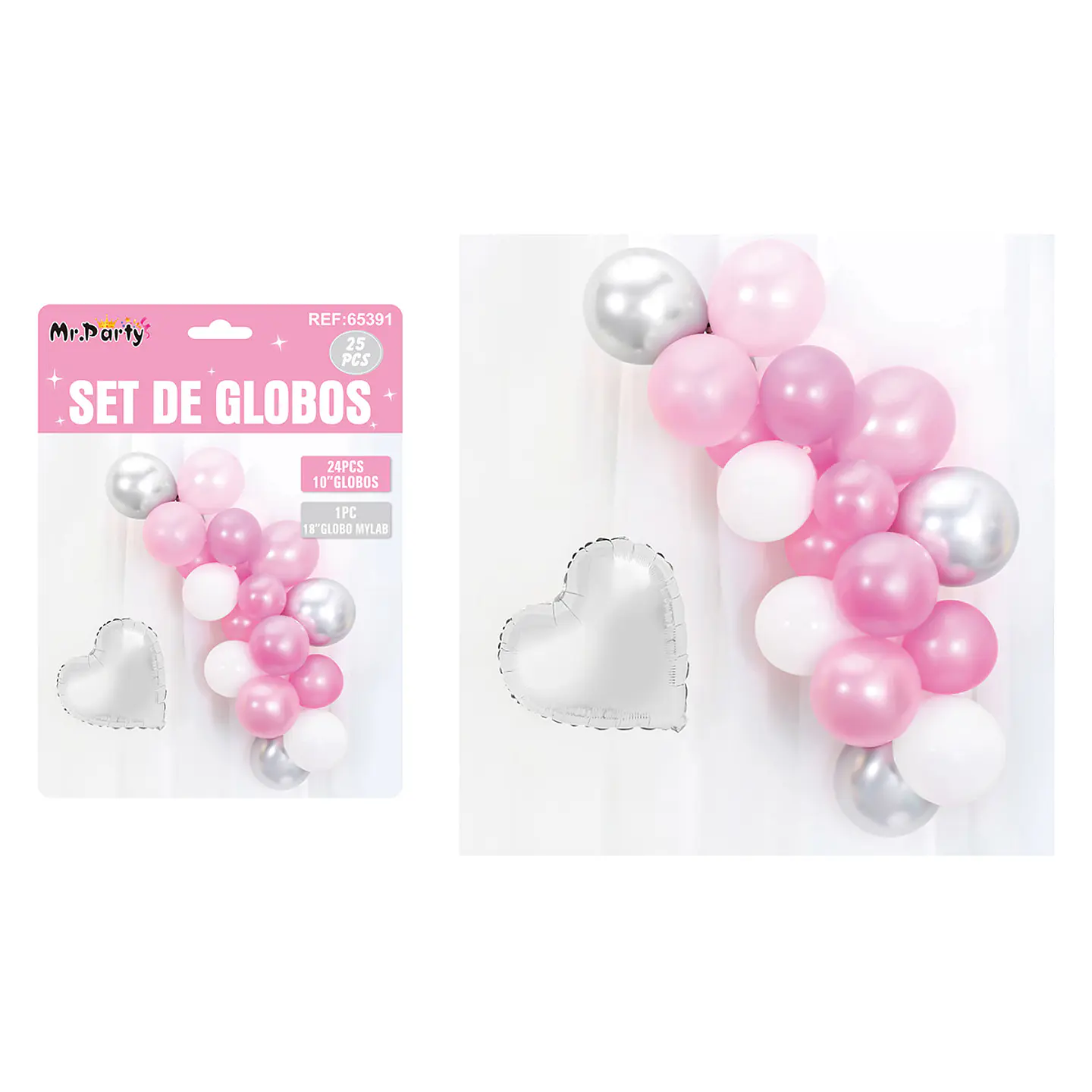 Set de globos látex rosado 25pcs 1