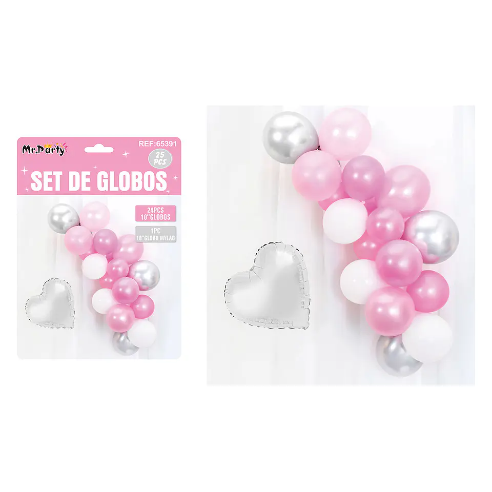 Set de globos látex rosado 25pcs 1