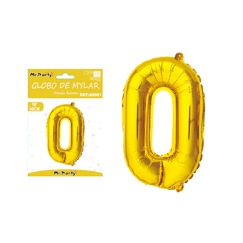 Globo metálico dorado 40cm número 0 