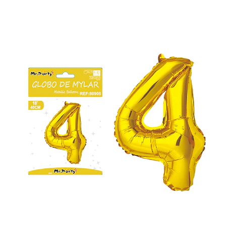 Globo metálico dorado 40cm número 4