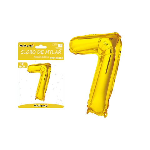 Globo metálico dorado 40cm número 7