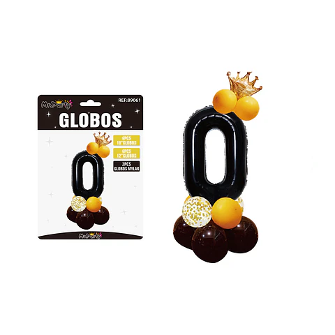 Set globos de número 0 nergo con corona 16pcs