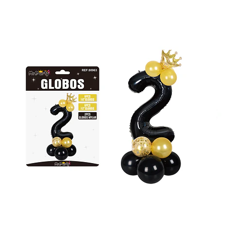 Set globos de número 2 nergo con corona 16pcs