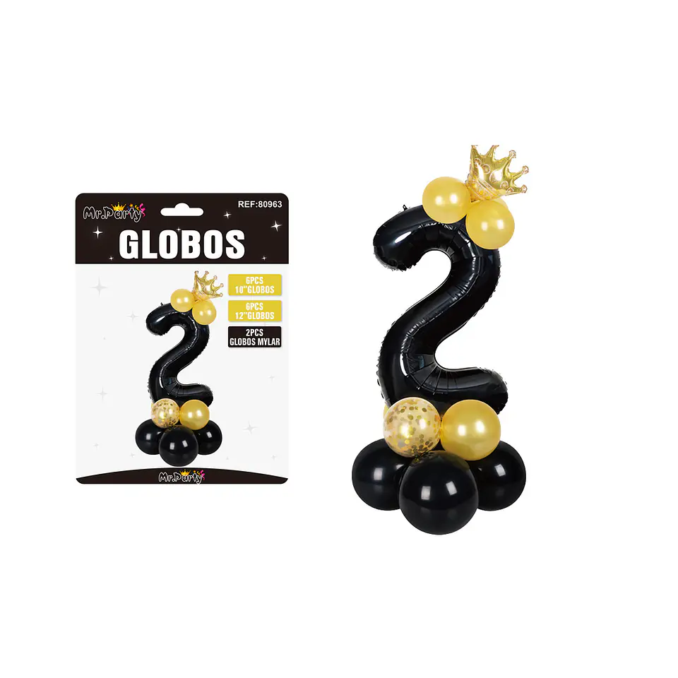 Set globos de número 2 nergo con corona 16pcs 1