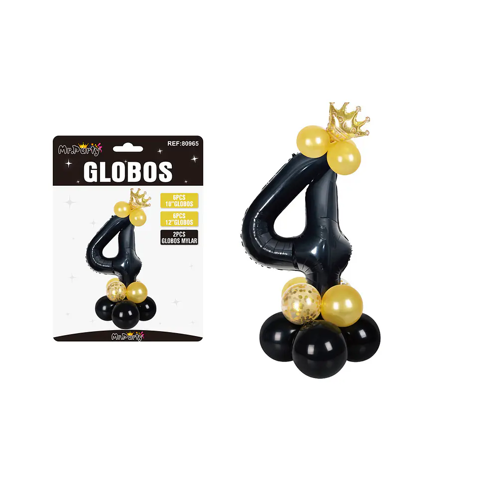 Set globos de número 4 nergo con corona 16pcs 1