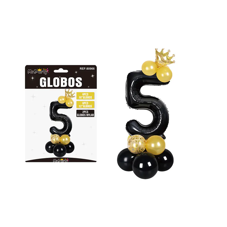 Set globos de número 5 nergo con corona 16pcs 1