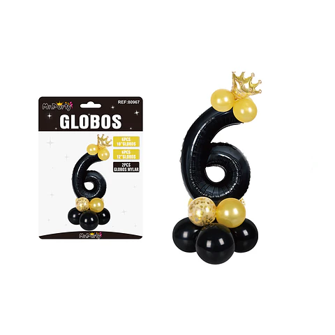 Set globos de número 6 nergo con corona 16pcs