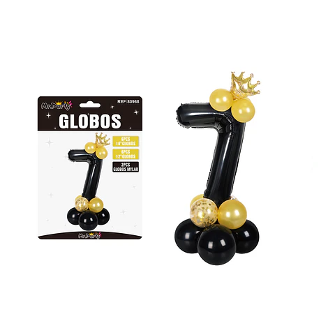 Set globos de número 7 nergo con corona 16pcs