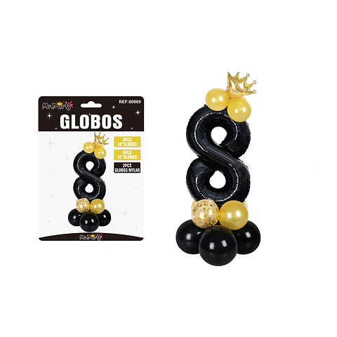 Set globos de número 8 nergo con corona 16pcs
