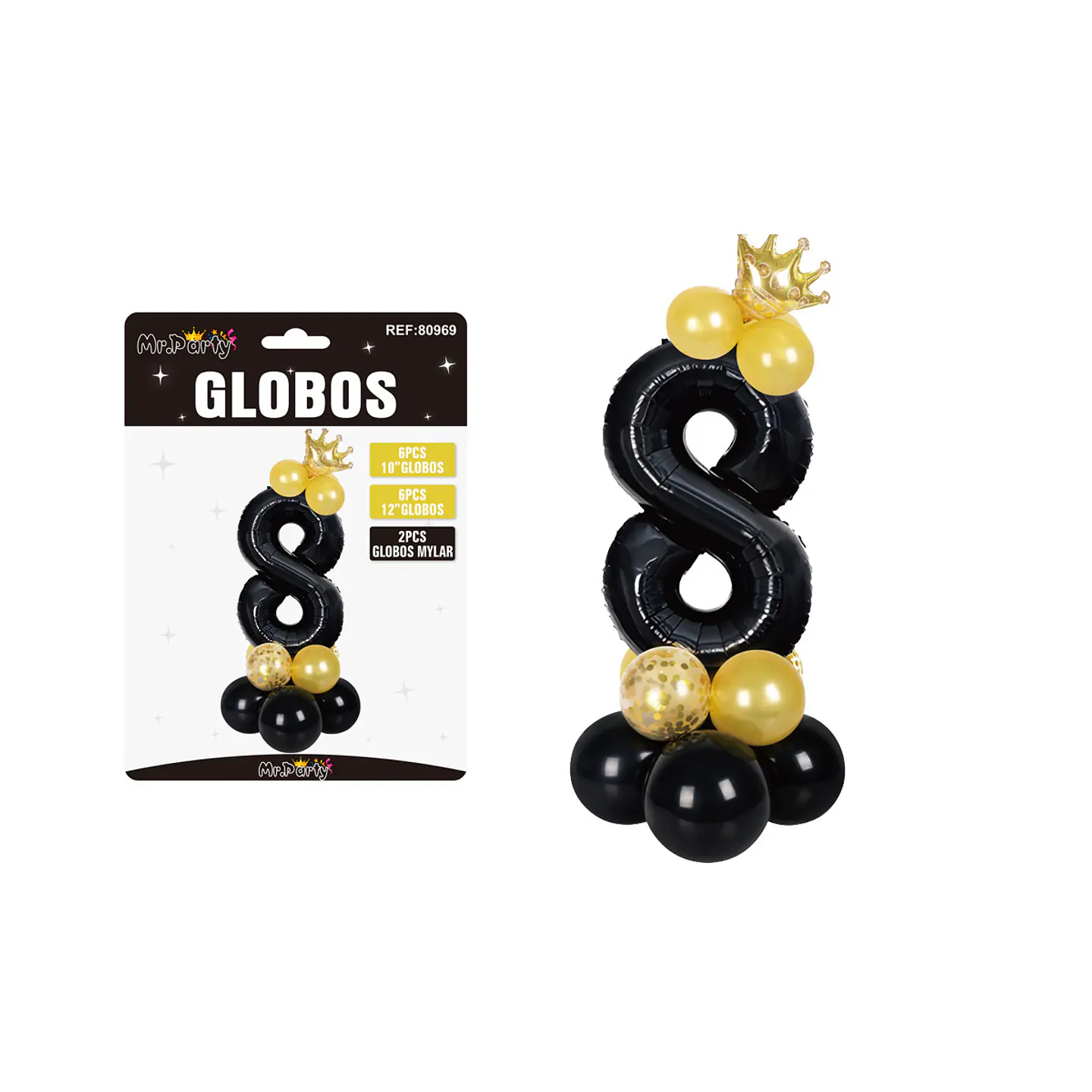 Set globos de número 8 nergo con corona 16pcs 1