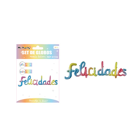 Globos metálico de letra felicidades multicolor 113*33cm