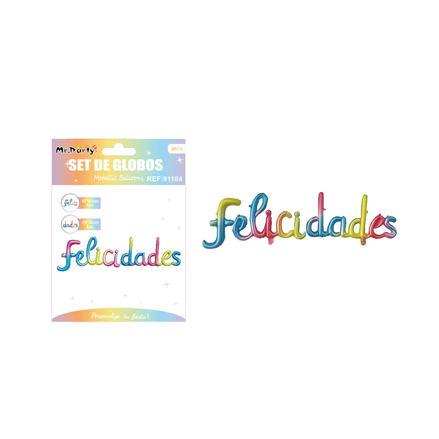 Globos metálico de letra felicidades multicolor 113*33cm 1