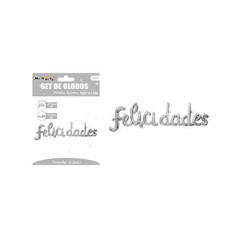 Globos metálico de letra felicidades plateado 113*33cm