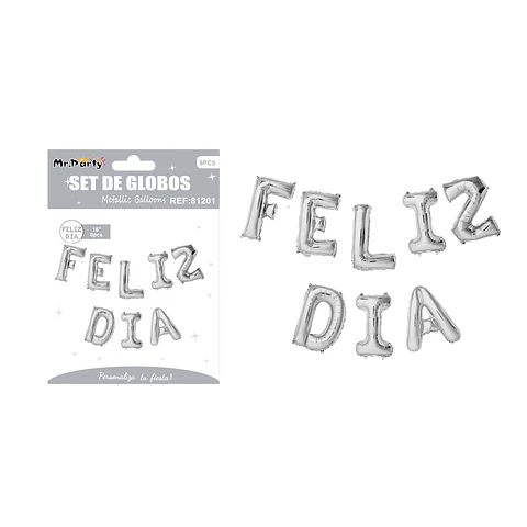 Globos metálico de letra feliz día 40cm