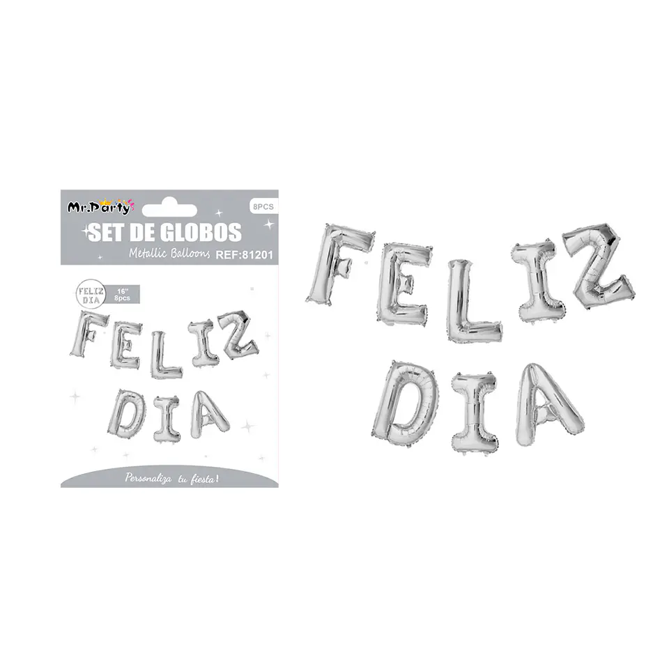 Globos metálico de letra feliz día 40cm 1