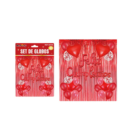 Set de globos con cortina rojo 24pcs 