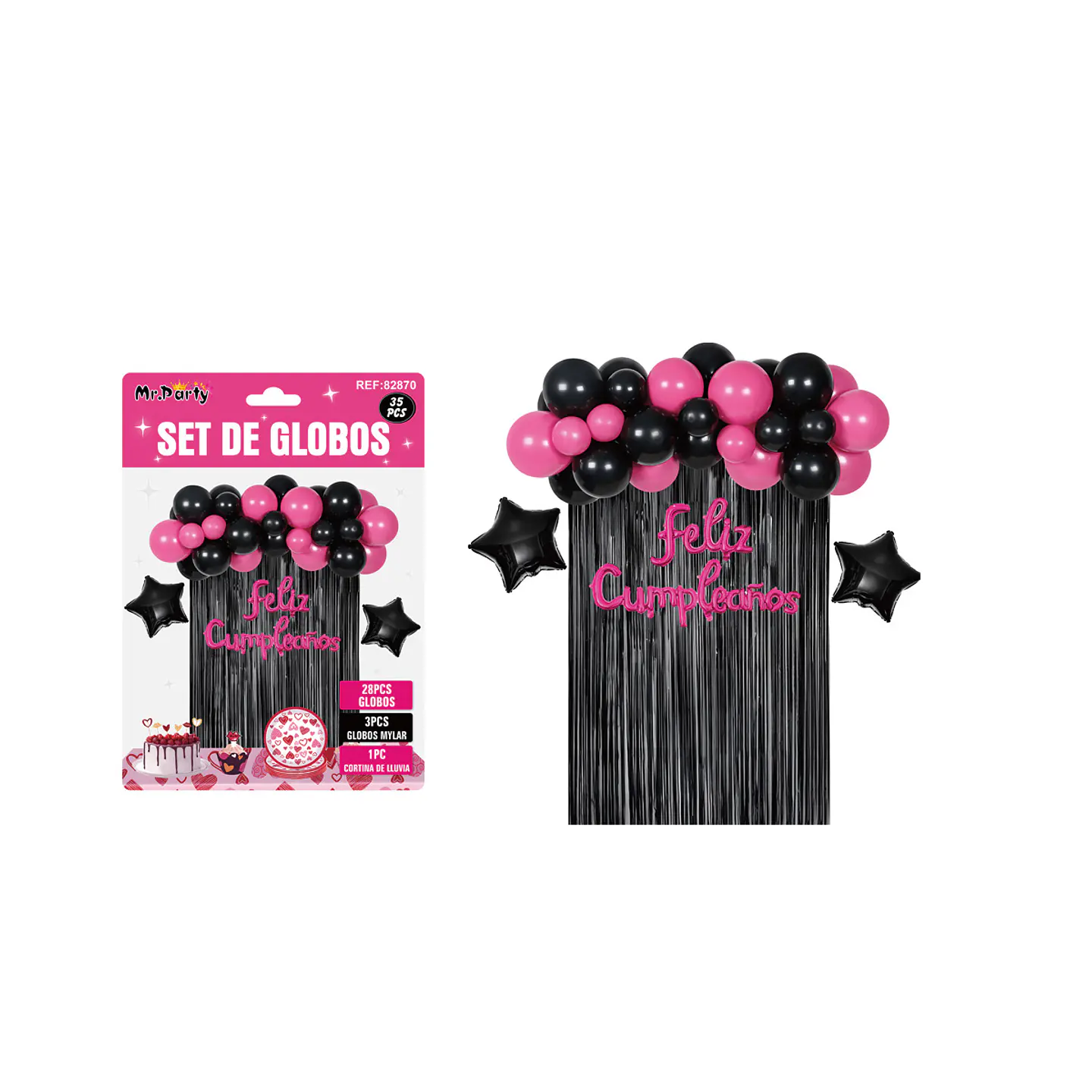 Set de globos con cortina negro 35pcs 1