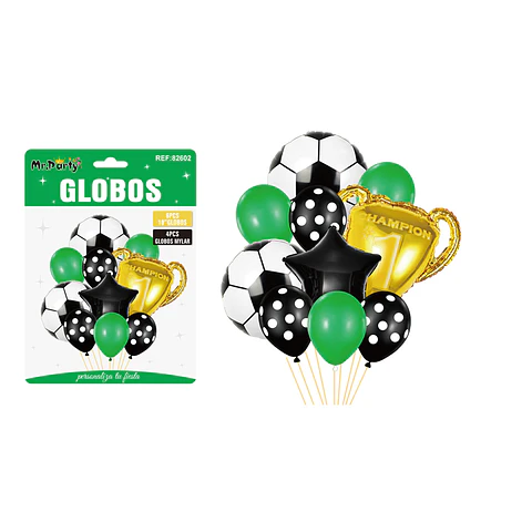 Set de globos de látex 10pcs fútbol y trofeo