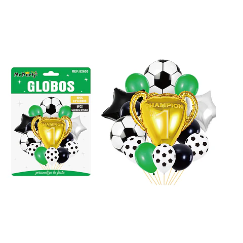 Set de globos de látex 14pcs fútbol y trofeo