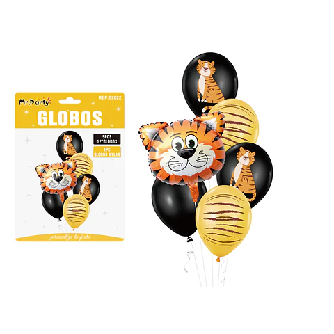 Set de globos de látex 6pcs tigre