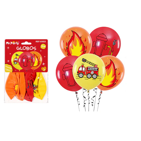 Globos de látex camión de bomberos 5pcs