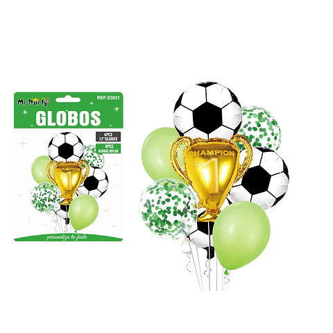 Set de globos de látex 8pcs fútbol y trofeo