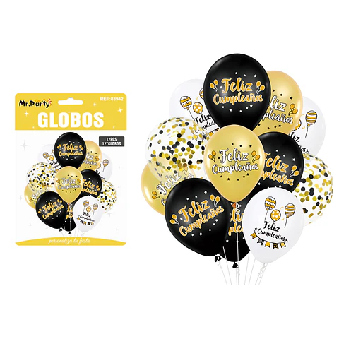 Set de globos de látex 12pcs feliz cumpleaños