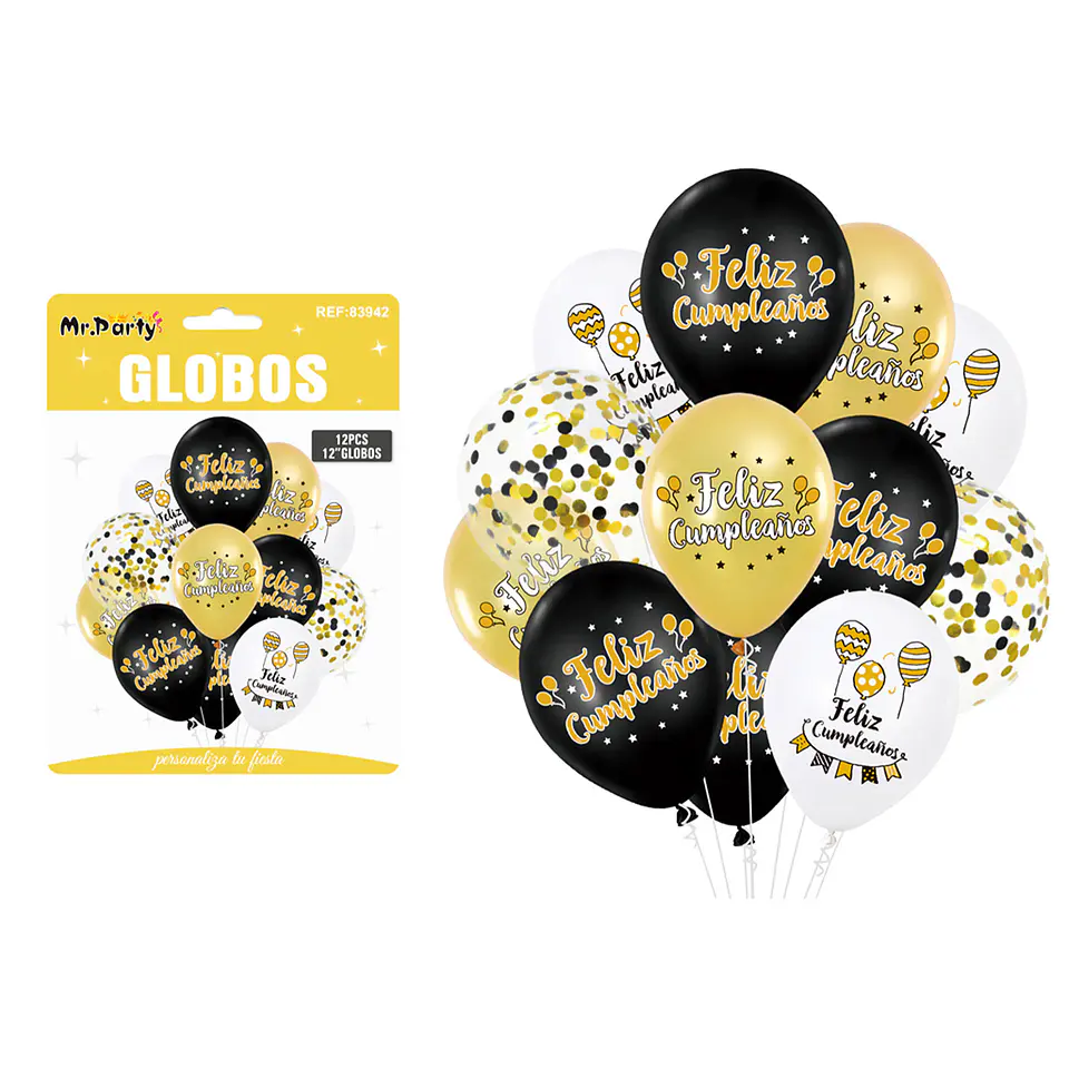 Set de globos de látex 12pcs feliz cumpleaños 1