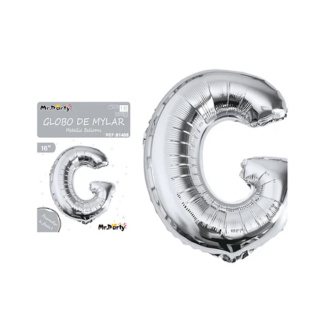Globo metálico plateado 40cm letra G