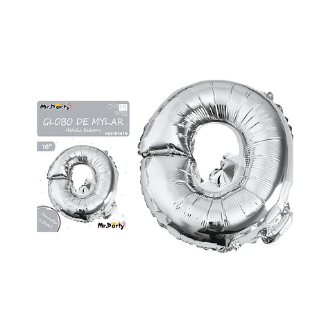 Globo metálico plateado 40cm letra Q