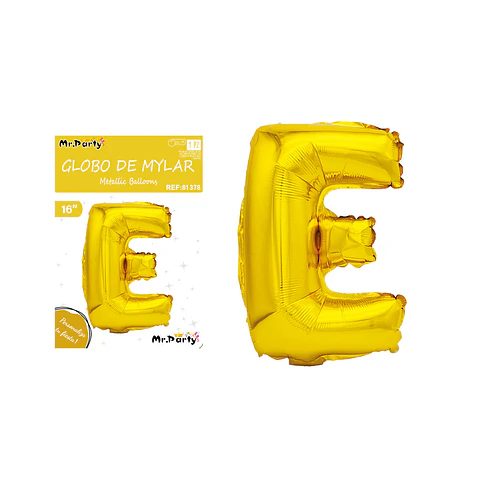 Globo metálico dorado 40cm letra E