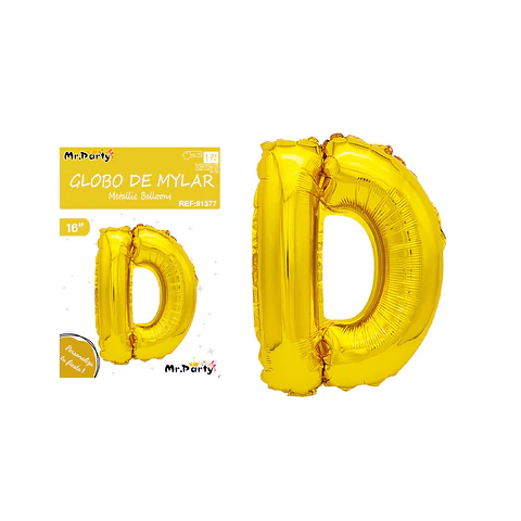 Globo metálico dorado 40cm letra D