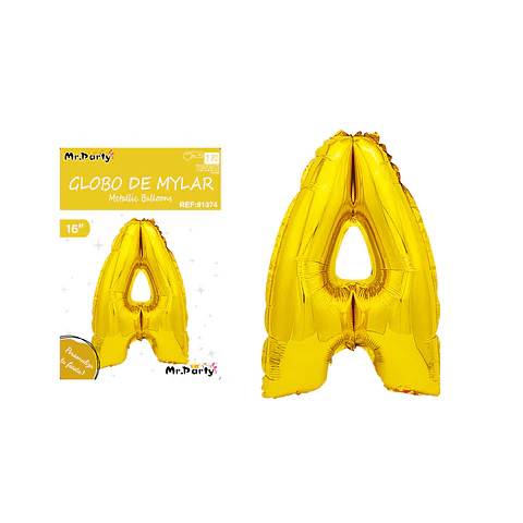 Globo metálico dorado 40cm letra A