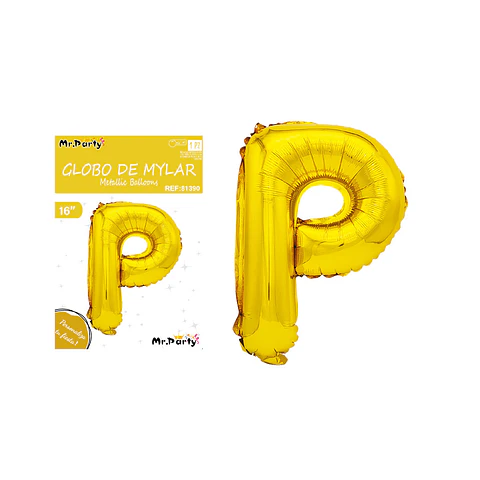 Globo metálico dorado 40cm letra P