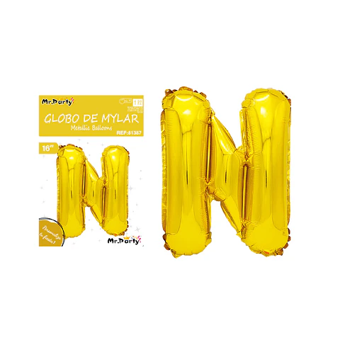 Globo metálico dorado 40cm letra N