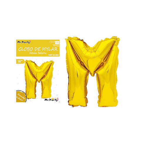 Globo metálico dorado 40cm letra M