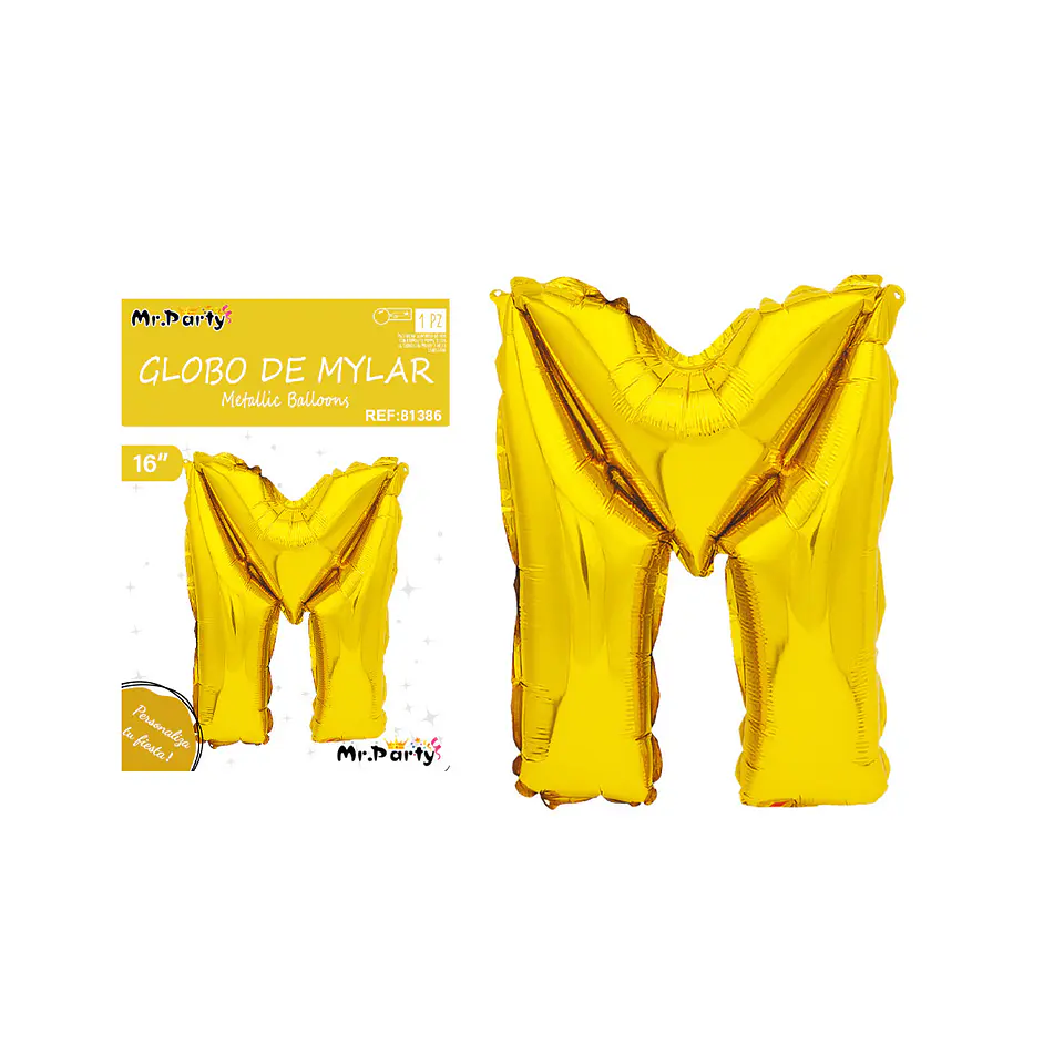 Globo metálico dorado 40cm letra M 1